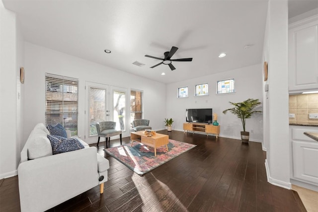 11400 W Parmer Ln Unit 44, Cedar Park, TX 78613 - living area featuring ceiling fan, hardwood / wood-style flooring, and recessed lighting