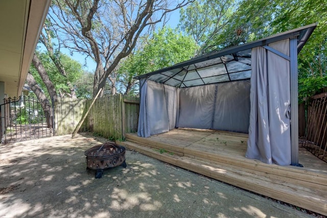 2505 Linwood Rd, Temple, TX 76502 - view of patio with an outdoor fire pit and a gazebo