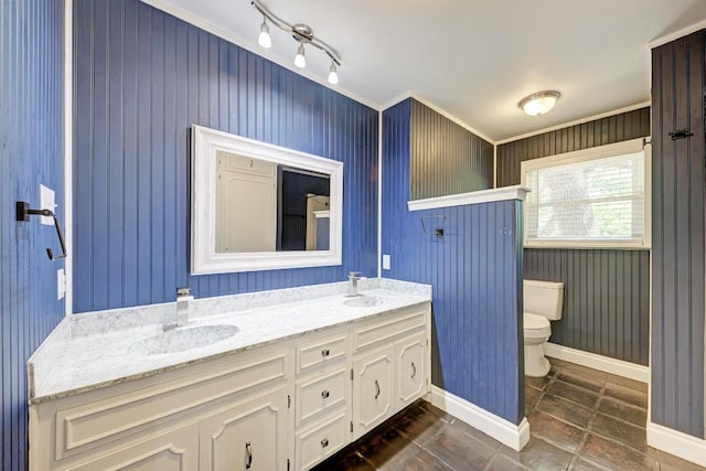 2505 Linwood Rd, Temple, TX 76502 - bathroom with double vanity, tile patterned flooring, and crown molding