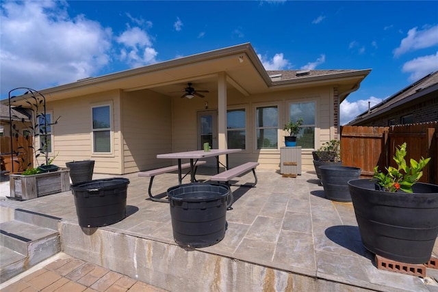 13903 Cantata Ln, Austin, TX 78660 - view of patio / terrace featuring outdoor dining space and ceiling fan