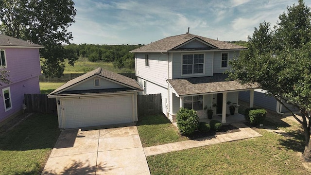12805 Briarcreek Loop, Manor, TX 78653 - traditional-style home featuring a porch, roof with shingles, and a detached garage