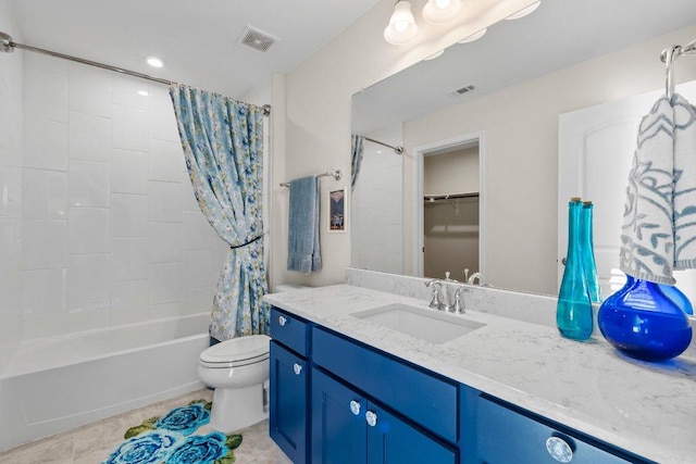 4509 Port Bari Dr, Leander, TX 78641 - full bath with shower / bathtub combination with curtain, vanity, and tile patterned floors