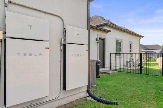 4509 Port Bari Dr, Leander, TX 78641 - exterior view of a power storage unit and stucco siding