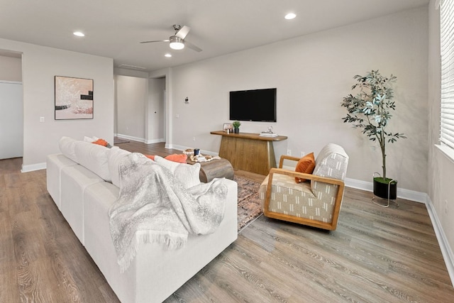 16941 Aventura Ave, Pflugerville, TX 78660 - living area with recessed lighting, ceiling fan, and wood finished floors