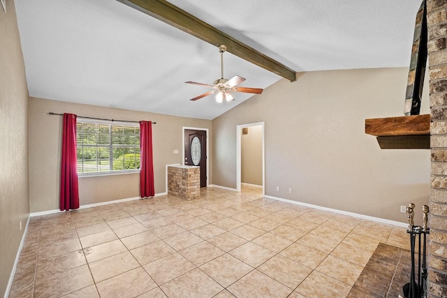 206 Woodland Trl, Belton, TX 76513 - unfurnished living room with tile patterned flooring and a ceiling fan