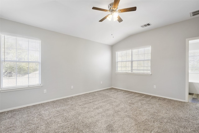 9405 Billingham Trl, Austin, TX 78717 - unfurnished room with vaulted ceiling, carpet, and a ceiling fan