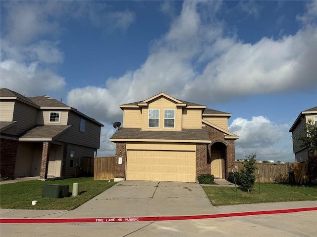 352 Circle Way Unit 37E, Jarrell, TX 76537 - traditional-style house with concrete driveway, brick siding, and a garage