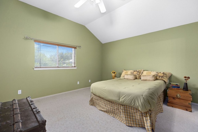 2127 Redwing Way, Round Rock, TX 78664 - bedroom featuring carpet floors, vaulted ceiling, and a ceiling fan