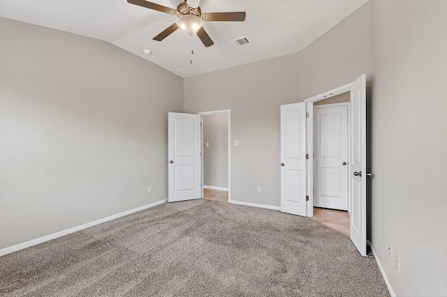 12301 Amber Lynn Path, Manor, TX 78653 - unfurnished bedroom featuring carpet floors, ceiling fan, and high vaulted ceiling