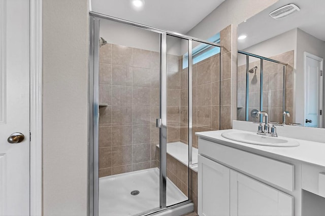 12301 Amber Lynn Path, Manor, TX 78653 - full bathroom featuring vanity and a shower stall