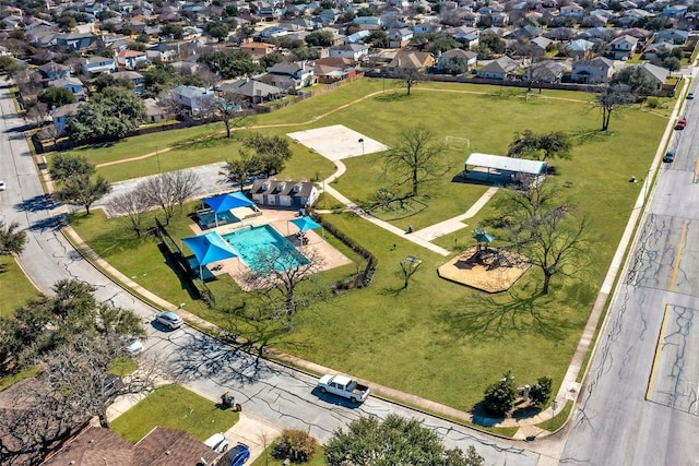 2102 Garrison Dr, Leander, TX 78641 - aerial perspective of suburban area with a pool