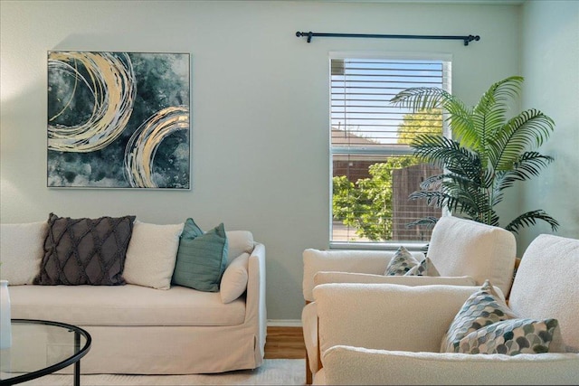 2102 Garrison Dr, Leander, TX 78641 - living area featuring wood finished floors and baseboards