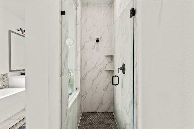 237 Honey Bee Ln, Austin, TX 78737 - bathroom with a stall shower and a bathtub