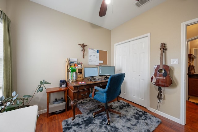 18112 Skysail Dr, Manor, TX 78653 - office space with wood finished floors and a ceiling fan