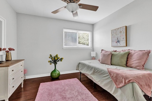 4001 Greystone Dr, Austin, TX 78731 - bedroom with dark wood finished floors and ceiling fan