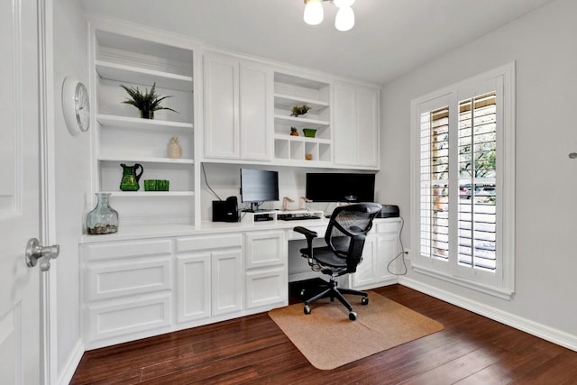 4001 Greystone Dr, Austin, TX 78731 - office featuring built in desk and dark wood-type flooring