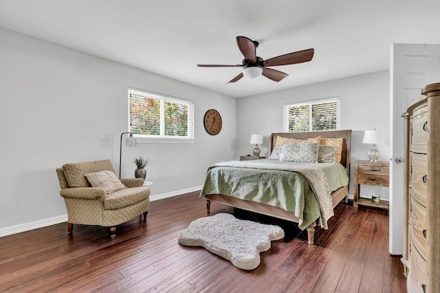 4001 Greystone Dr, Austin, TX 78731 - bedroom with multiple windows, wood-type flooring, and a ceiling fan