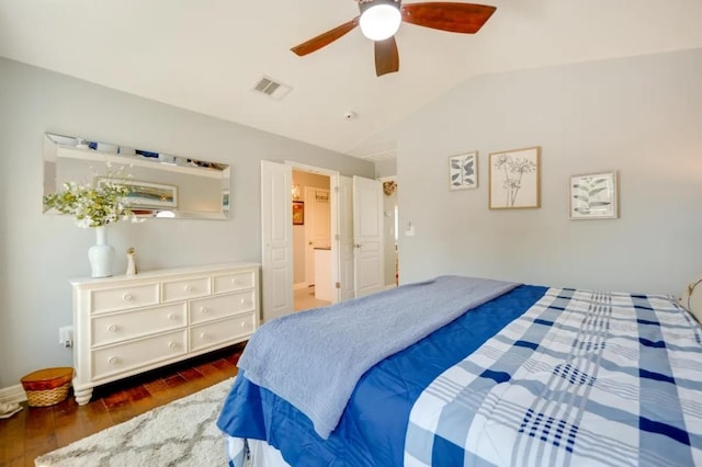 136 Web Isle Dr, Granite Shoals, TX 78654 - bedroom featuring lofted ceiling, wood finished floors, and a ceiling fan