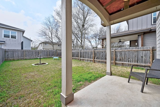 3303 Elija St Unit A & B, Austin, TX 78745 - fenced backyard with a patio area and ceiling fan
