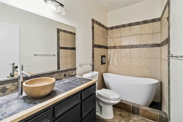 208 Old Potato Rd, Paige, TX 78659 - full bathroom with a freestanding tub, vanity, and a shower