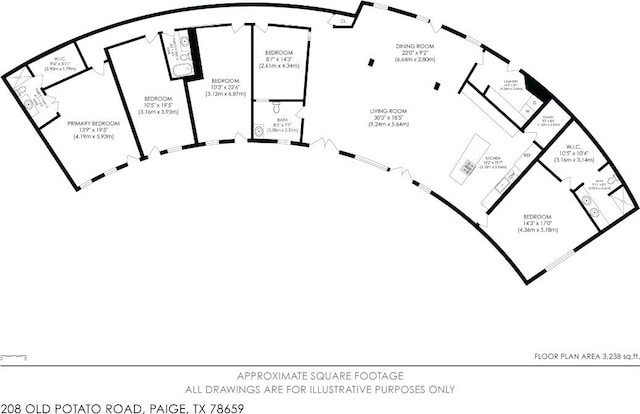 208 Old Potato Rd, Paige, TX 78659 - view of floor plan / room layout