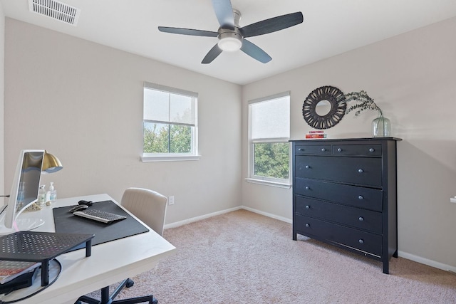 3526 Wickham Ln, Austin, TX 78725 - home office featuring carpet floors and ceiling fan