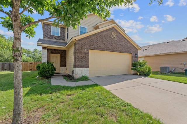 3526 Wickham Ln, Austin, TX 78725 - view of front of house featuring brick siding, a garage, and concrete driveway
