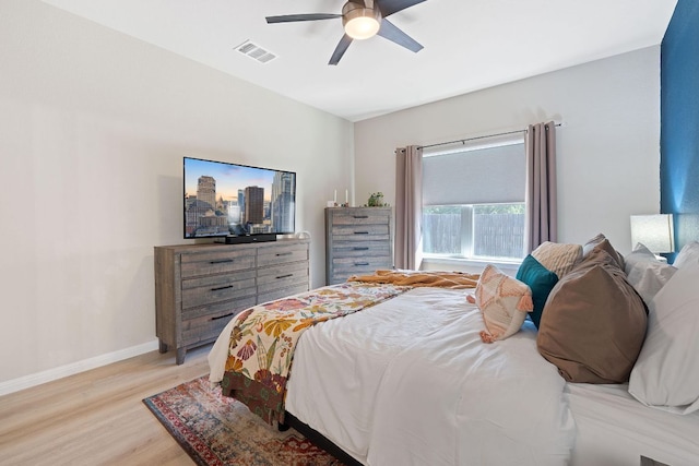 3526 Wickham Ln, Austin, TX 78725 - bedroom featuring light wood-type flooring and ceiling fan