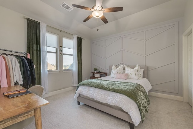 2800 Crystal Falls Pkwy, Leander, TX 78641 - bedroom with light carpet and ceiling fan