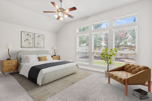 3604 Mercer Rd, Georgetown, TX 78628 - bedroom featuring carpet floors, lofted ceiling, and a ceiling fan
