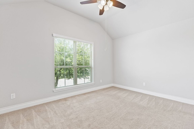 3604 Mercer Rd, Georgetown, TX 78628 - empty room featuring vaulted ceiling, ceiling fan, healthy amount of natural light, and carpet floors