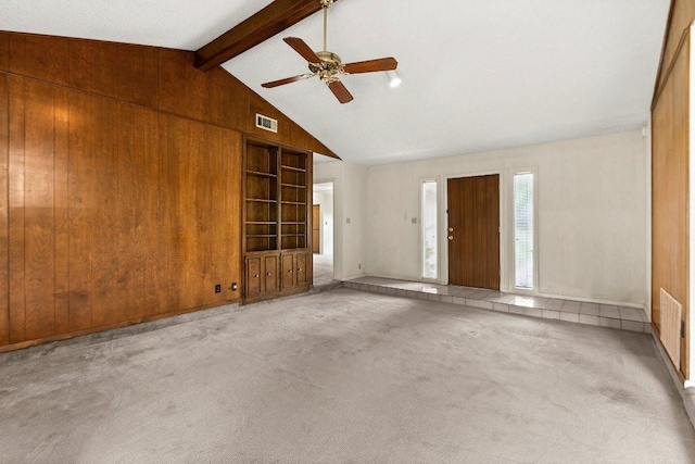 2403 N Shields Dr, Austin, TX 78727 - empty room featuring a ceiling fan, built in shelves, and carpet