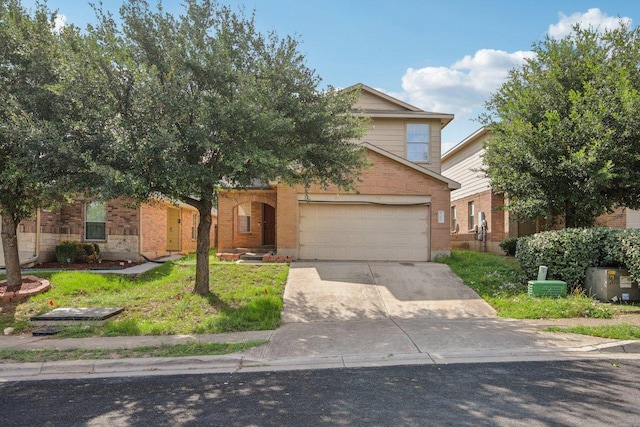 13413 Lismore Ln, Pflugerville, TX 78660 - view of property hidden behind natural elements featuring driveway, brick siding, and a garage