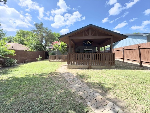 4503 E Stassney Ln, Austin, TX 78744 - fenced backyard with ceiling fan