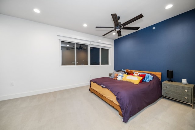 604 N Bluff Dr Unit 247, Austin, TX 78745 - carpeted bedroom featuring recessed lighting and ceiling fan