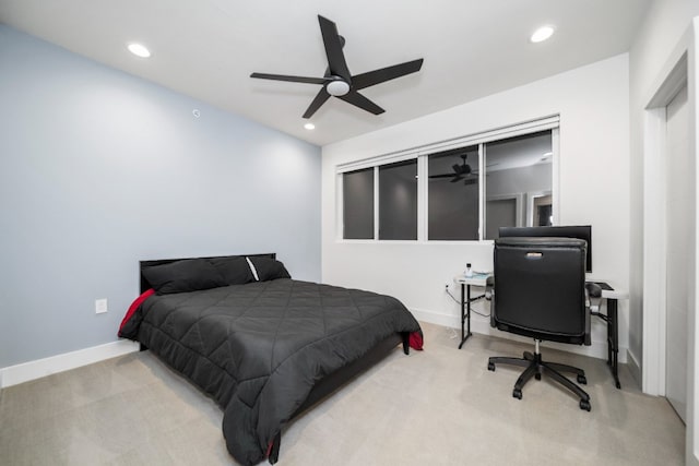 604 N Bluff Dr Unit 247, Austin, TX 78745 - carpeted bedroom with recessed lighting, a ceiling fan, and an office area