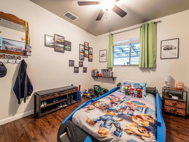 6801 Bryn Mawr Dr, Austin, TX 78723 - bedroom featuring wood finished floors and ceiling fan