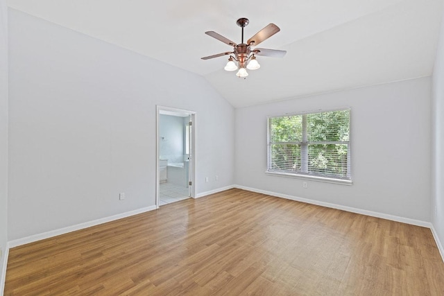 15213 Mallard Green Ln, Austin, TX 78728 - spare room featuring lofted ceiling, light wood-style floors, and ceiling fan