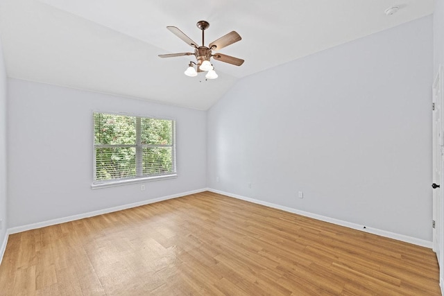 15213 Mallard Green Ln, Austin, TX 78728 - unfurnished room featuring a smoke detector, light wood-style floors, lofted ceiling, and a ceiling fan
