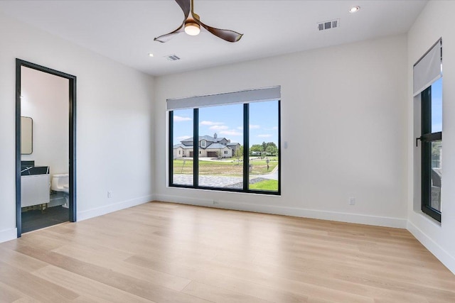 1806 Lauren Dr, Spicewood, TX 78669 - empty room featuring light wood-style flooring, a ceiling fan, and recessed lighting
