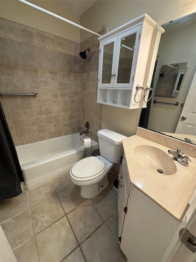 3205 Whites Dr, Austin, TX 78735 - full bath featuring shower / bathtub combination, vanity, and tile patterned flooring