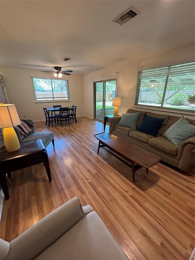 3205 Whites Dr, Austin, TX 78735 - living area featuring light wood-style flooring and a ceiling fan