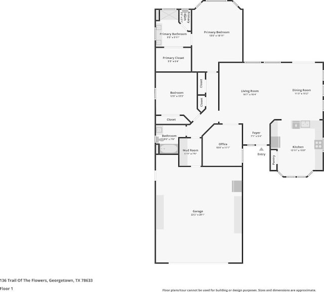 136 Trail Of The Flowers, Georgetown, TX 78633 - view of floor plan / room layout
