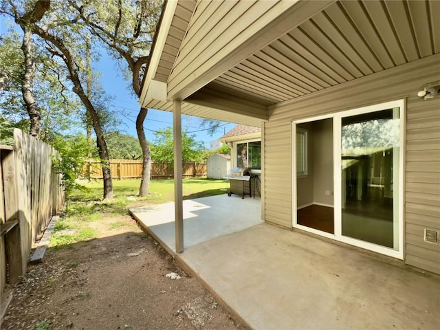 6400 Jennings Dr, Austin, TX 78727 - fenced backyard featuring a shed and a patio area