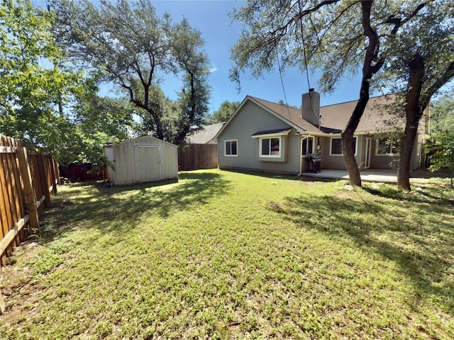 6400 Jennings Dr, Austin, TX 78727 - fenced backyard featuring a storage shed and a patio