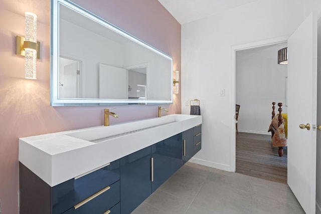 6302 Gato Path, Austin, TX 78731 - full bath featuring double vanity and tile patterned floors