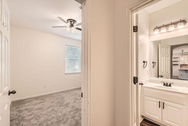 65 White Magnolia Cir, Lakeway, TX 78734 - bathroom featuring vanity and a ceiling fan