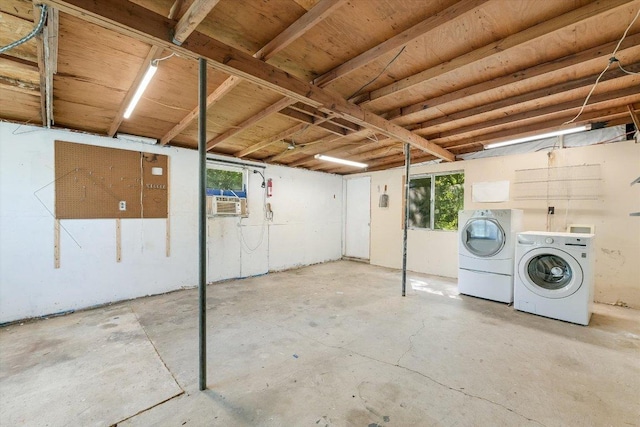 212 W 55th St, Austin, TX 78751 - basement with separate washer and dryer, a garage, and cooling unit