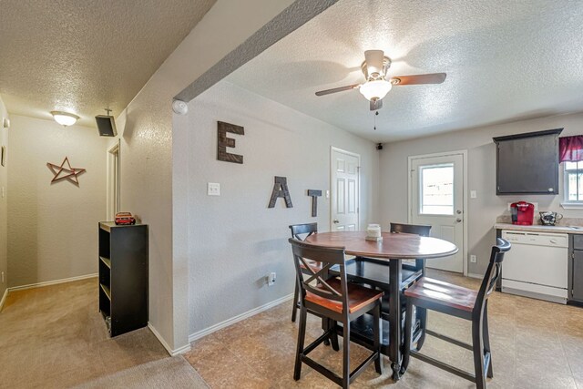 4735 Stonehaven Dr, Temple, TX 76502 - dining room with a textured ceiling, a ceiling fan, and a textured wall
