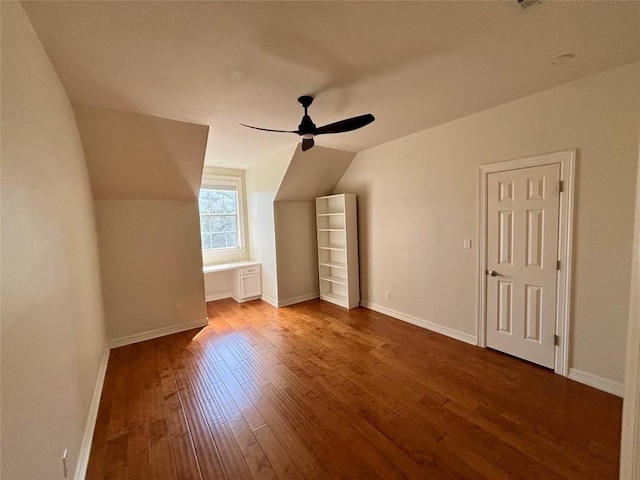 1733 Canonero Dr, Austin, TX 78746 - additional living space featuring hardwood / wood-style flooring, ceiling fan, and lofted ceiling